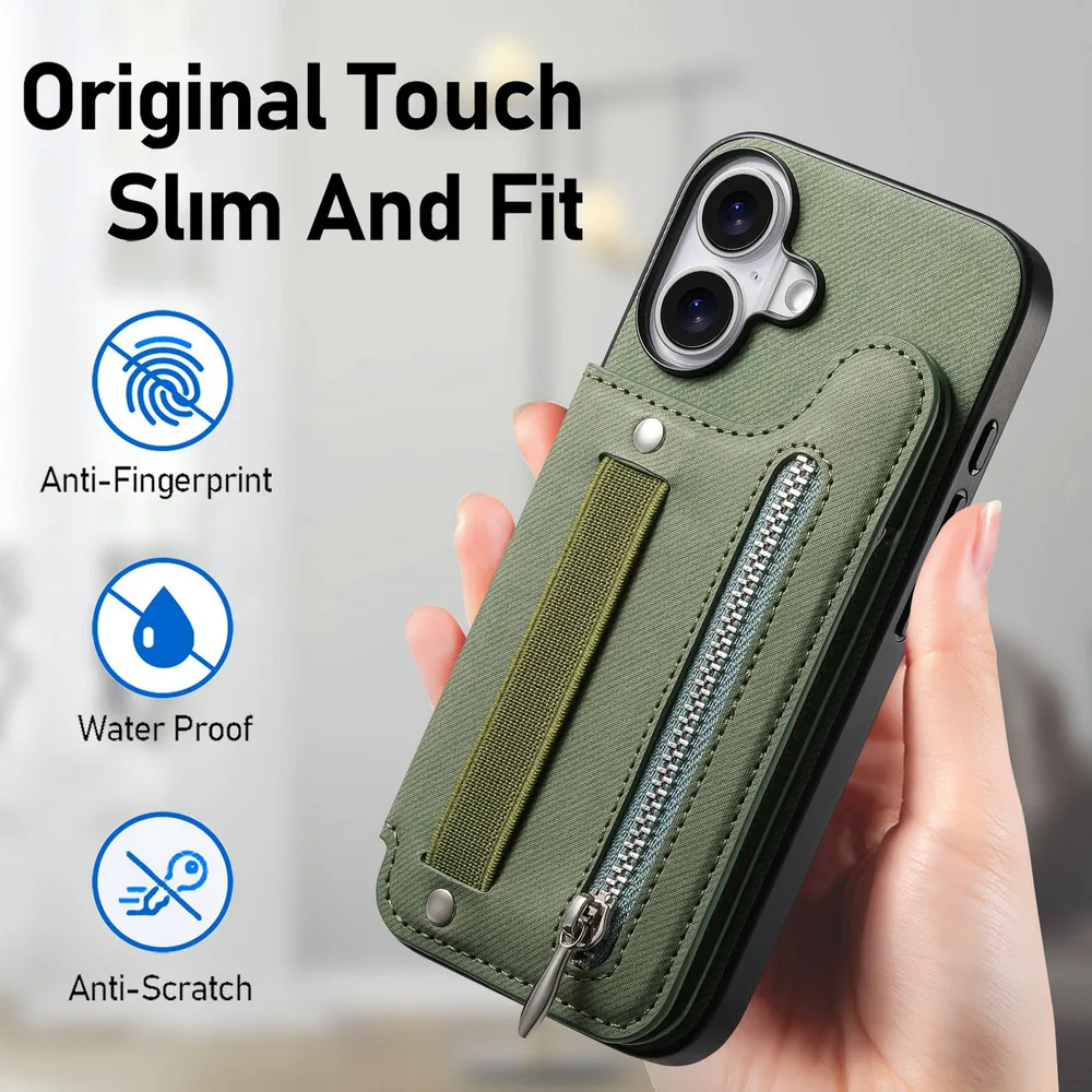 Leather RFID Zipper Back Case Cover