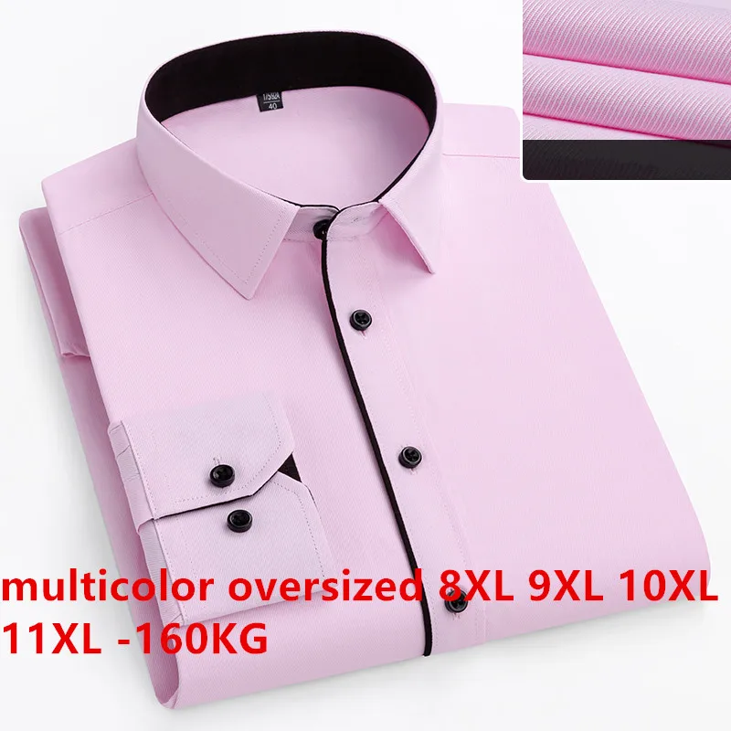 

Oversize Solid Color Regular Fit Casual Business White Shirt Men Long Sleeve Slim Fit 8XL 9XL 10XL 11XL160KG Formal Office Shirt