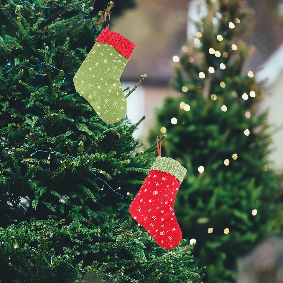 Chaussette De Noël En Forme De Patte De Chat - Suspension Sapin, Décoration Fêtes, Rouge Ou Verte (15x8 Cm)