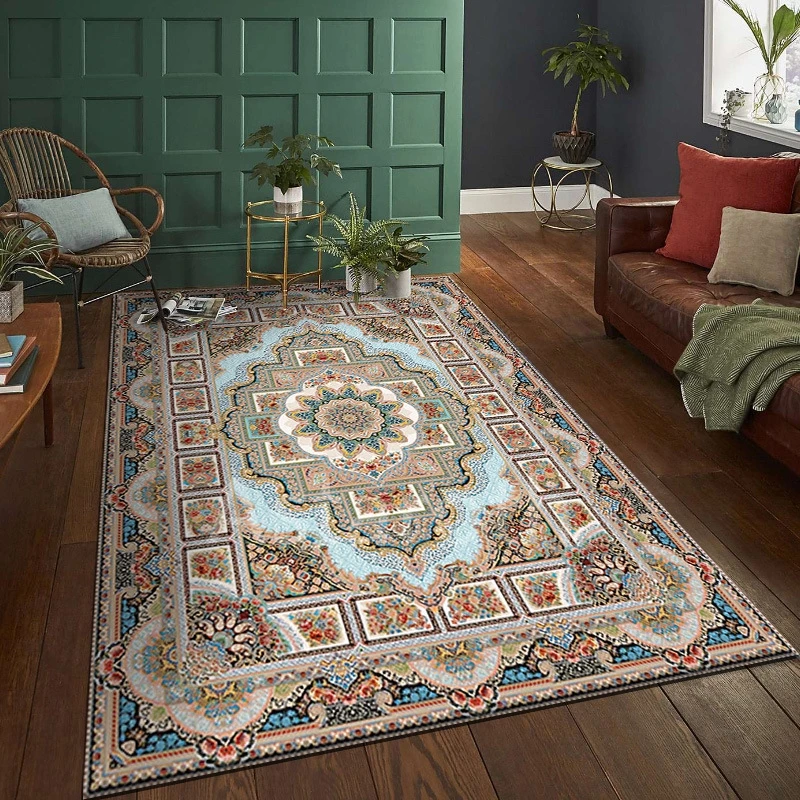 Vintage Persian Carpet In The Living Room Bedroom Bohemia Morocco Ethnic Area Rugs Non Slip 3D Mandala Geometric Print Door Mat 2