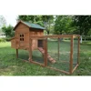 Outdoor Chicken Coop for 2-4 Chickens Wooden Hen House Poultry Pet Hutch Run Cage with Waterproof Asphalt Roof, Wire Fence (80") 1