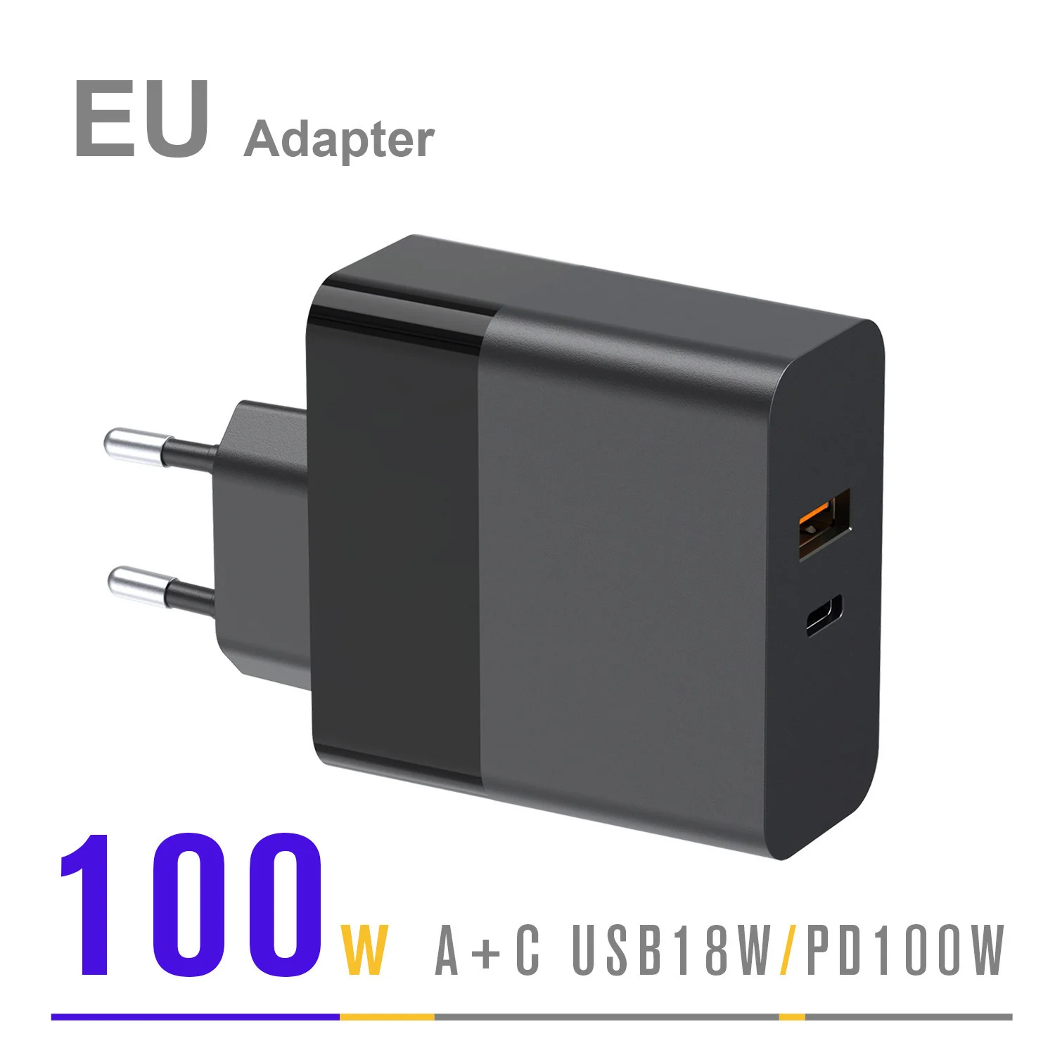100W, adaptador GAN PD, QC 3.0 para