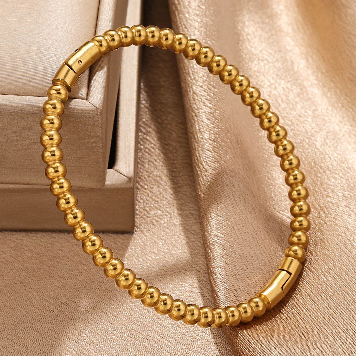 Wholesale Simple Oval Bamboo Cuff Bangle for Women Waterproof Gold Plated Stainless Steel Bracelet Non Tarnish Jewelry Gift 5