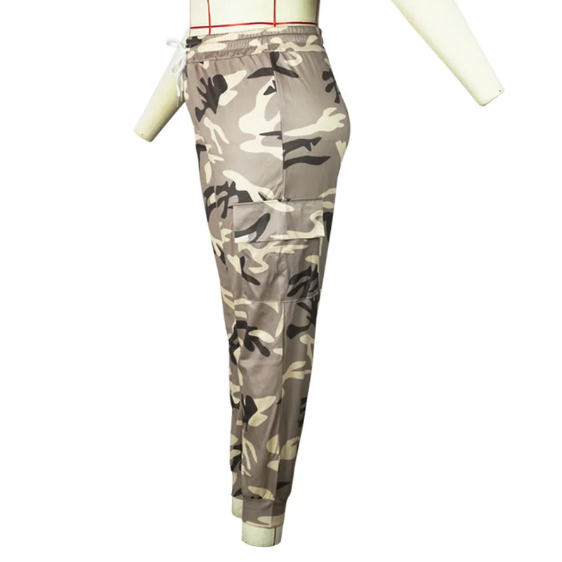 Fashion Drawstring Camouflage Print Loose Sweatpants Simplicity Spring Summer Pockets Elastic Waist Plus Size Leggings Trousers