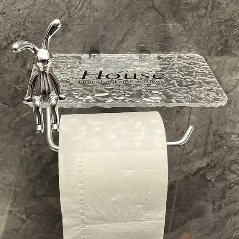 Portarotolo Carta Igienica In Cristallo Dorato Con Rotazione 120° - Accessorio Bagno Moderno