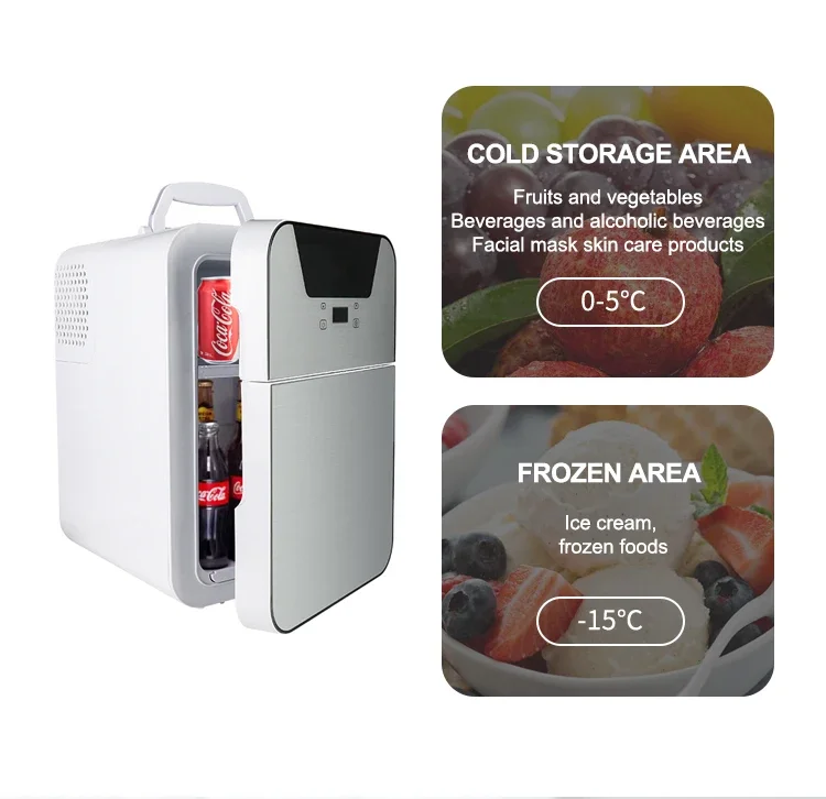 26L Double Door Dual Temperature Electronic Refrigerator 12V/220V Personal Thermoelectric Cooler/Warmer For Food, Home, Office