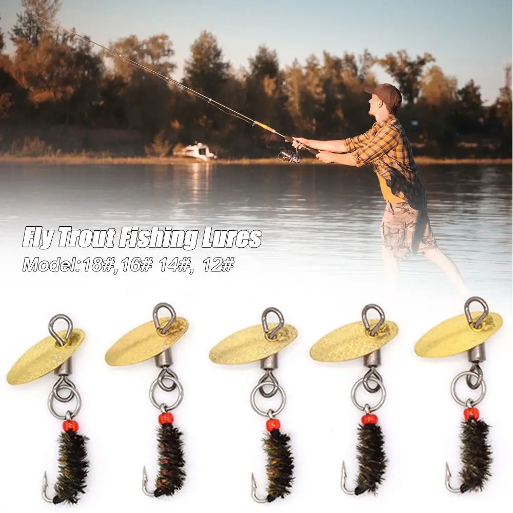 

6pcs Woolly Worm Brown Caddis Nymph Fly Deer Hair Beetle Trout sequins Fly Fishing Lure New