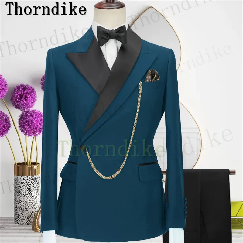 

Мужской блейзер с пиджаком и брюками Thorndike, смокинг для жениха, двубортный пиджак с заостренным лацканом для выпускного вечера, свадьбы, вечеринки
