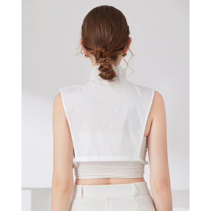 

Detachable Collar Pleated Trim Half Shirt Stand Collar for Girls Sewing Supplies