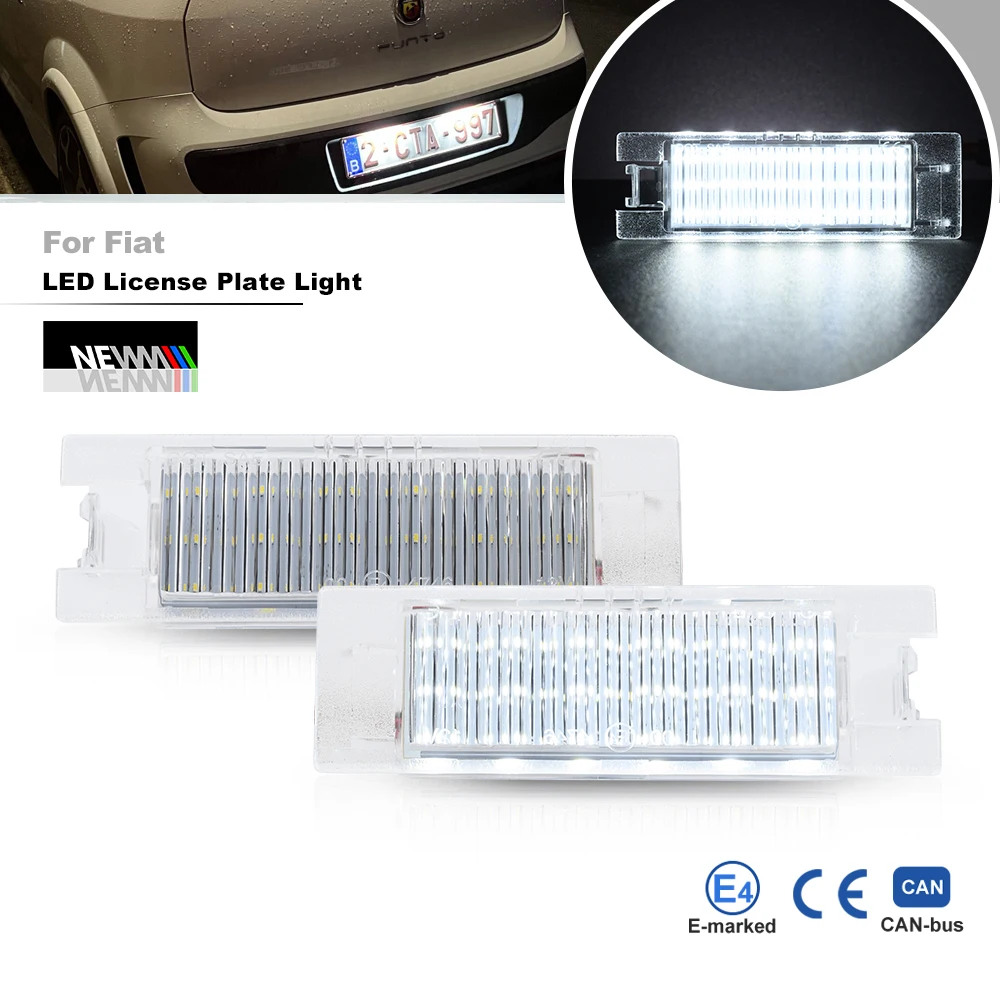 2x Error Free Led License Plate Light For Fiat Grande Punto Evo Brava