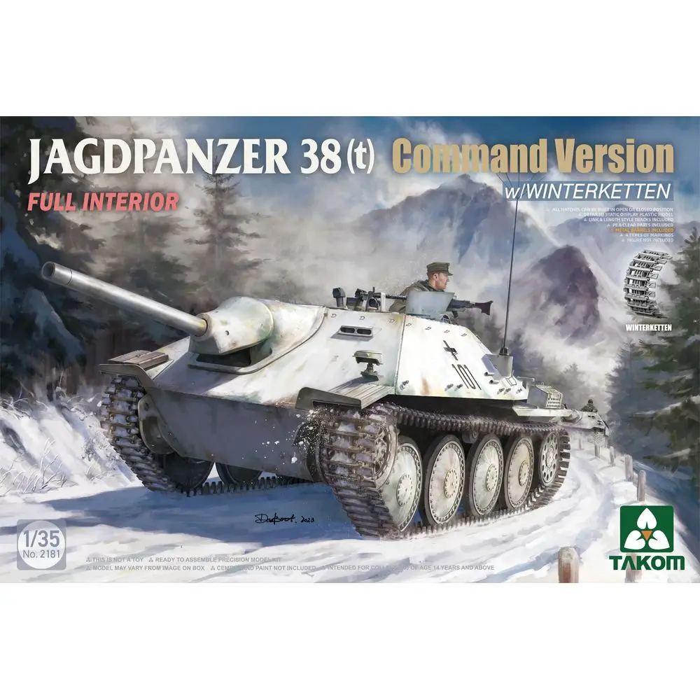 

TAKOM 2181 1/35 Jagdpanzer 38(t) Command Version w/Winterketten (Full Interior) - Scale Model Kit