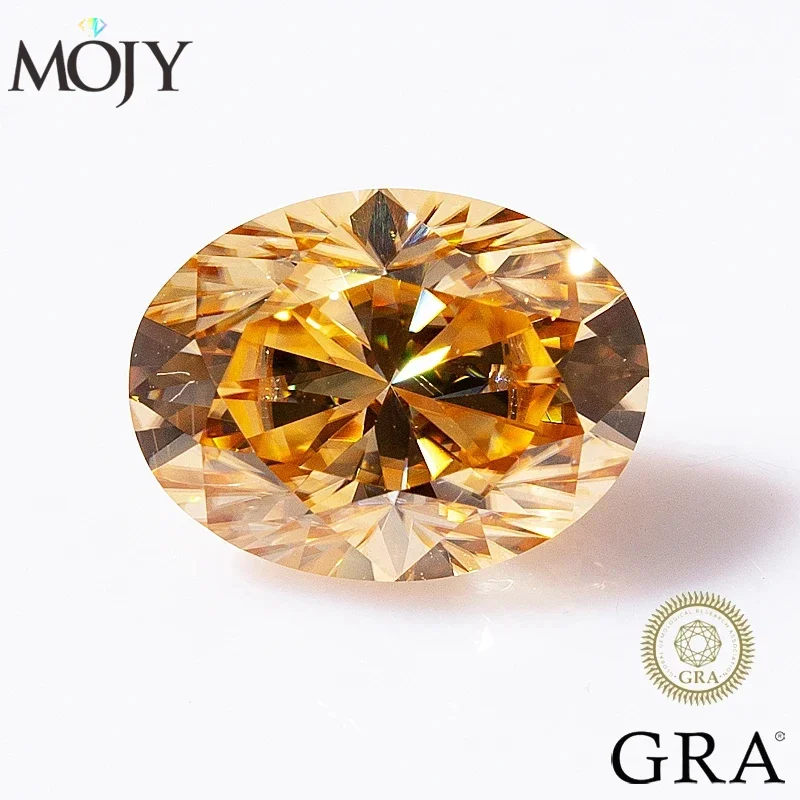 MOJY Champagne Color Loose Moissanite Stone Oval Cut 0.3~8.0ct Gemstones for Diamond Ring with GRA Certificate Precious Gems