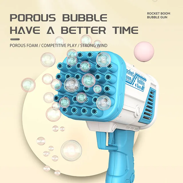 Kids Bazooka Bubble Machine 32 Holes Gatling Electric Soap Bubble Macking Toys for Outdoor Summer Children Boys Girls Bath Toys 3