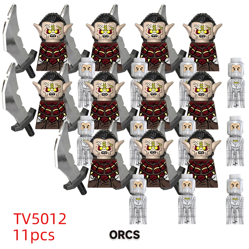 11pcs 중세 엘프 Rohan 군인 가드 육군 Lotr 액션 인형 미니 빌딩 블록 조립 빌딩 블록 MOC 어린이 선물
