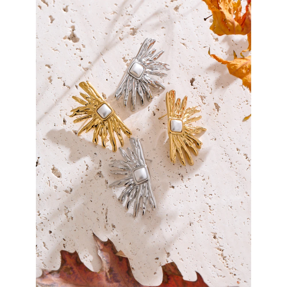 Yhpup Simulated Pearls Earrings Women Stainless Steel