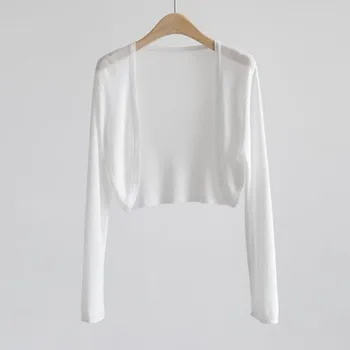 Cropped Sweater Tops For Women Summer Comfy Soft Lightweight Cardigans Sunscreen Knitted Cardigan Women'S Thin Silk Clothing 2