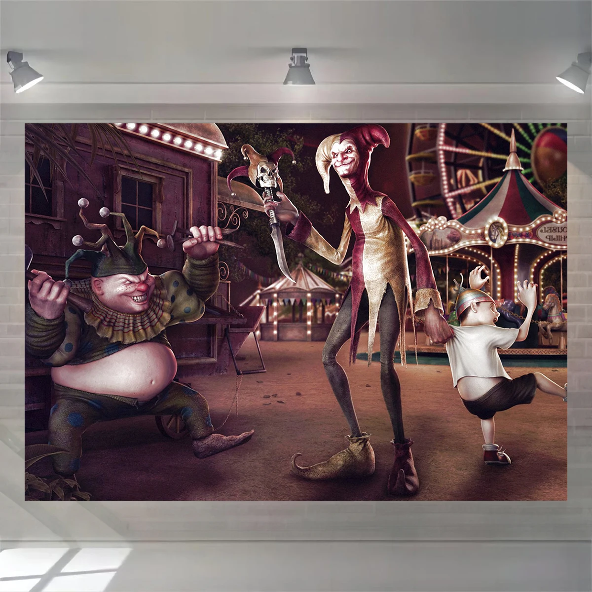 Dark Art Polyster Haunted House Sfondo Creepy Amusement Park Photography Decoration Background Bat Halloween Theme Party