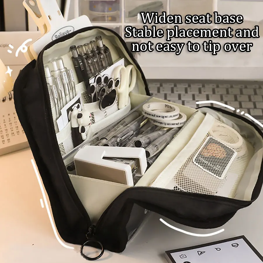 Large Capacity Pencil Case Canvas Pen Bag Japanese Stationery Box Simple stationery Storage for pencil cases,stationery box