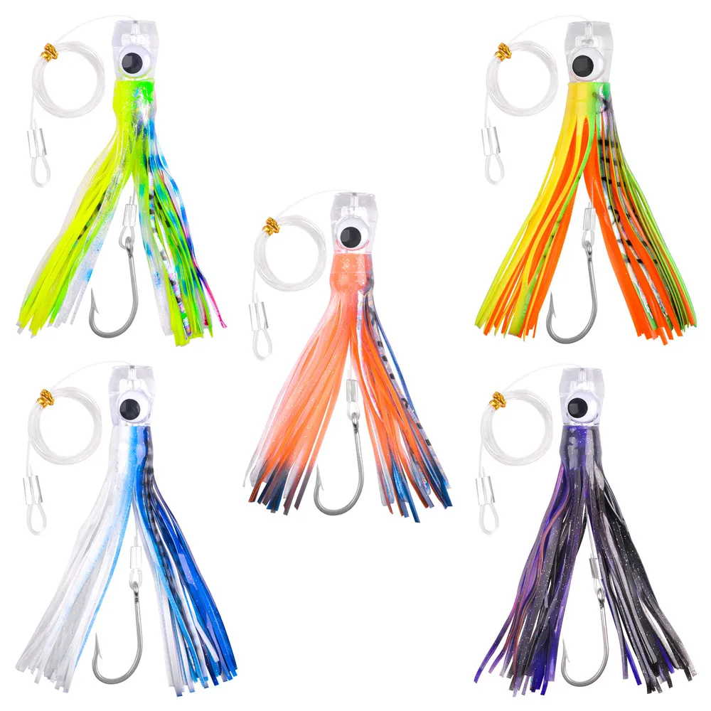 4Pcs 68g/107g Fishing Lures Saltwater Trolling Lures Rigged Squid