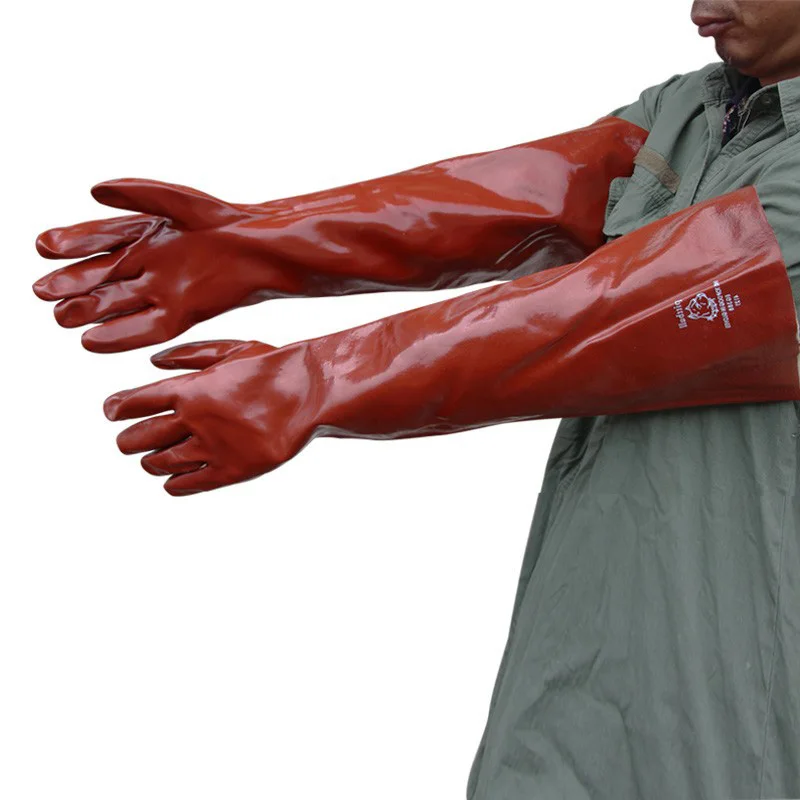 Long Kitchen Clean Tools Durable Waterproof For Washing Acid and Alkali Resistant Black Industrial Rubber Gloves