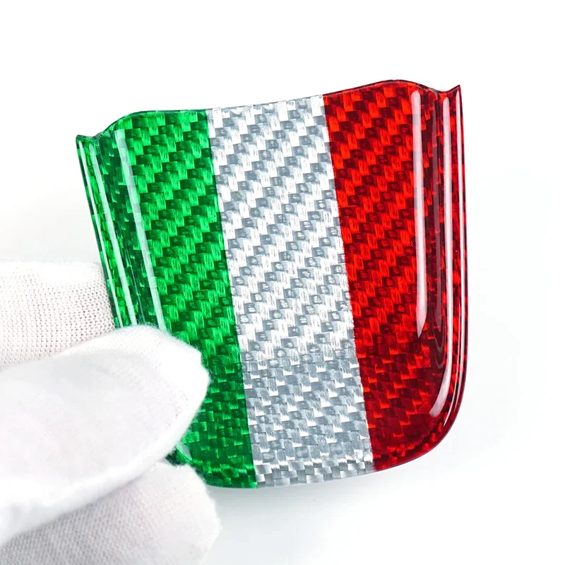 SPANN Hard Carbon Fiber Steering Wheel Button Cover For Fiat 500 & Abarth 595 (2020-2023) - Red Trim Sticker
