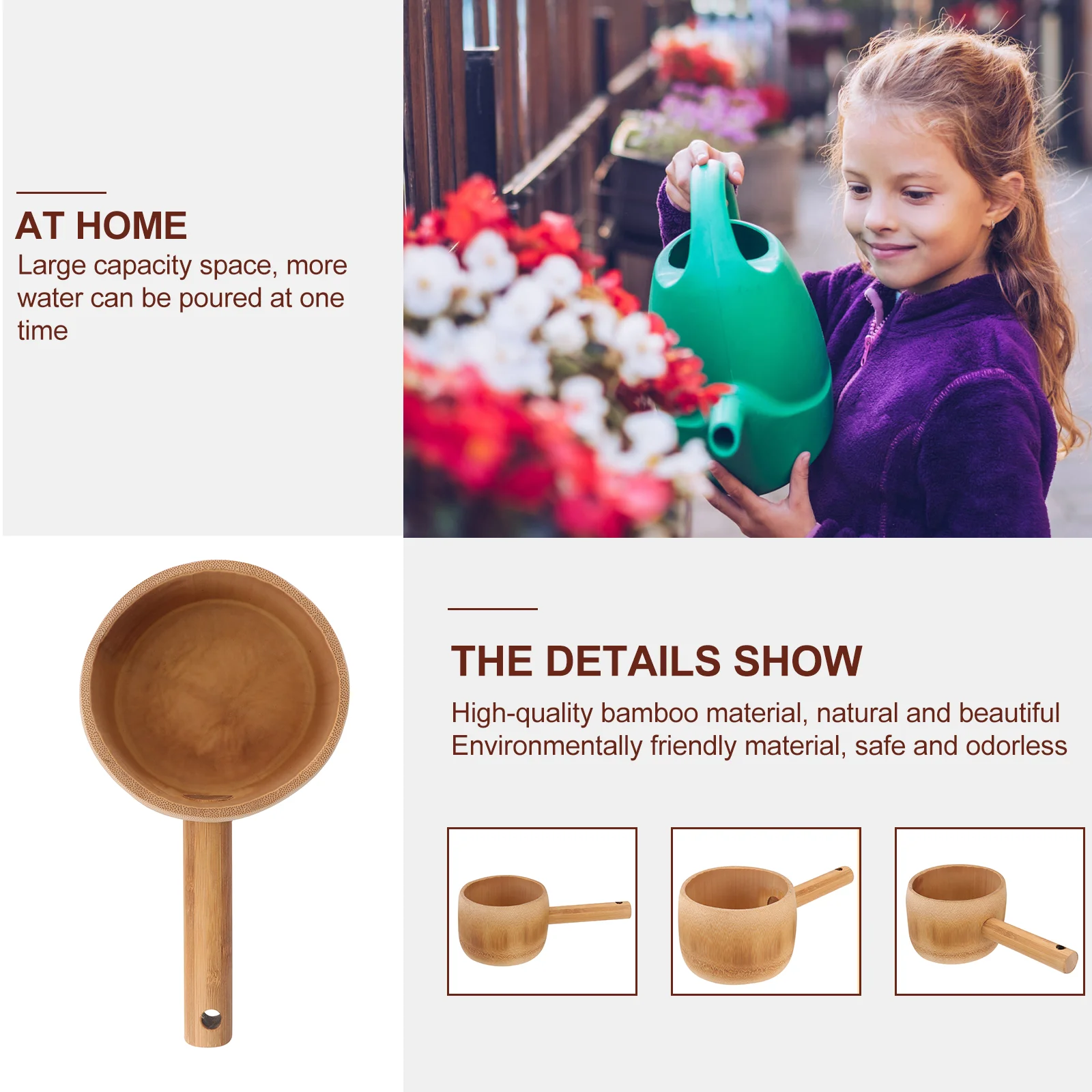 Watering Ladle Bamboo Tumbler Canning Practical Garden Flower for Home Scoop Wooden Spoon