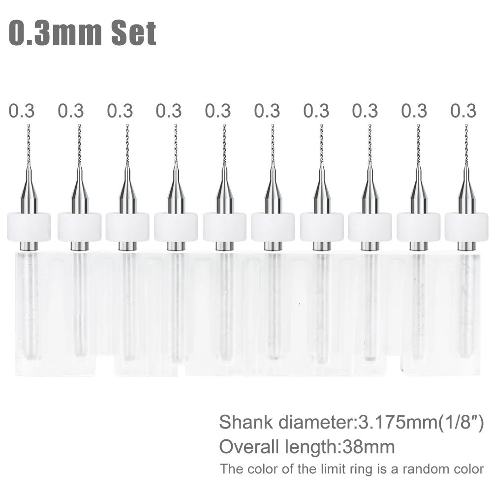 Precision Carbide Drill Bit Set for Circuit Boards - 10 Piece 0.1-1.2mm Range