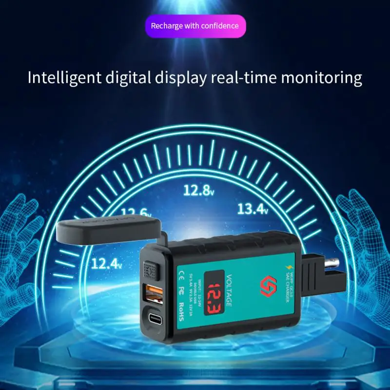 

Waterproof Dual Usb Charger Pd Fast Charging Temperature Resistant Two Installation Methods Dustproof Independent Switch Button