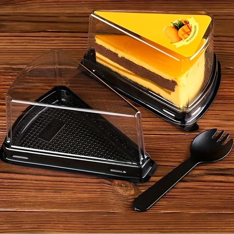 Clear Cake Slice Containers Cake Boxes Disposable Plastic Cheesecake Containers With Lids 50pcs Birthday Party Favor