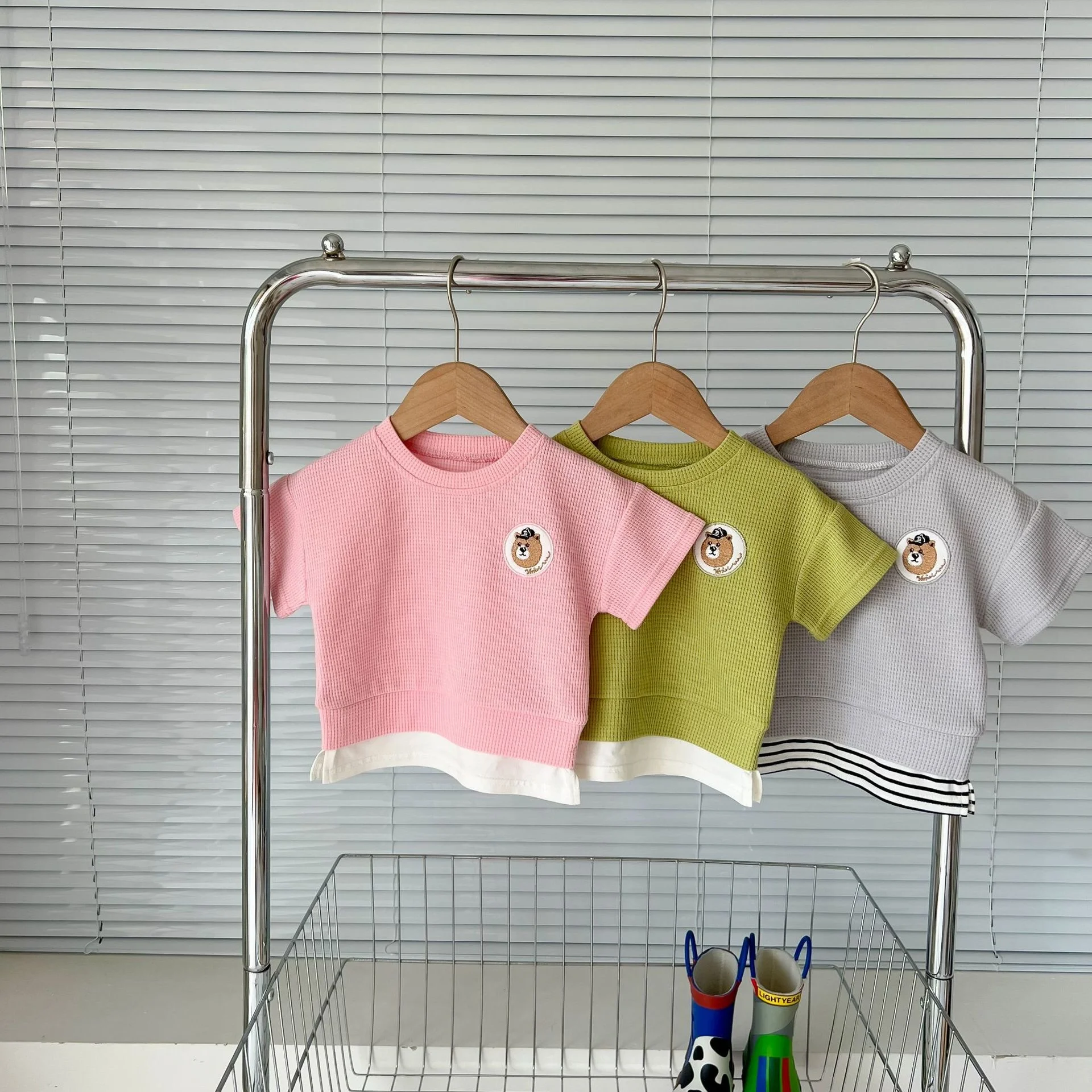 

Patchwork Summer Baby Girls Boys Waffle Cartoon Top Tees + Shorts Pant Toddler 100% Organic Cotton Outfit Sets 0-36 Months