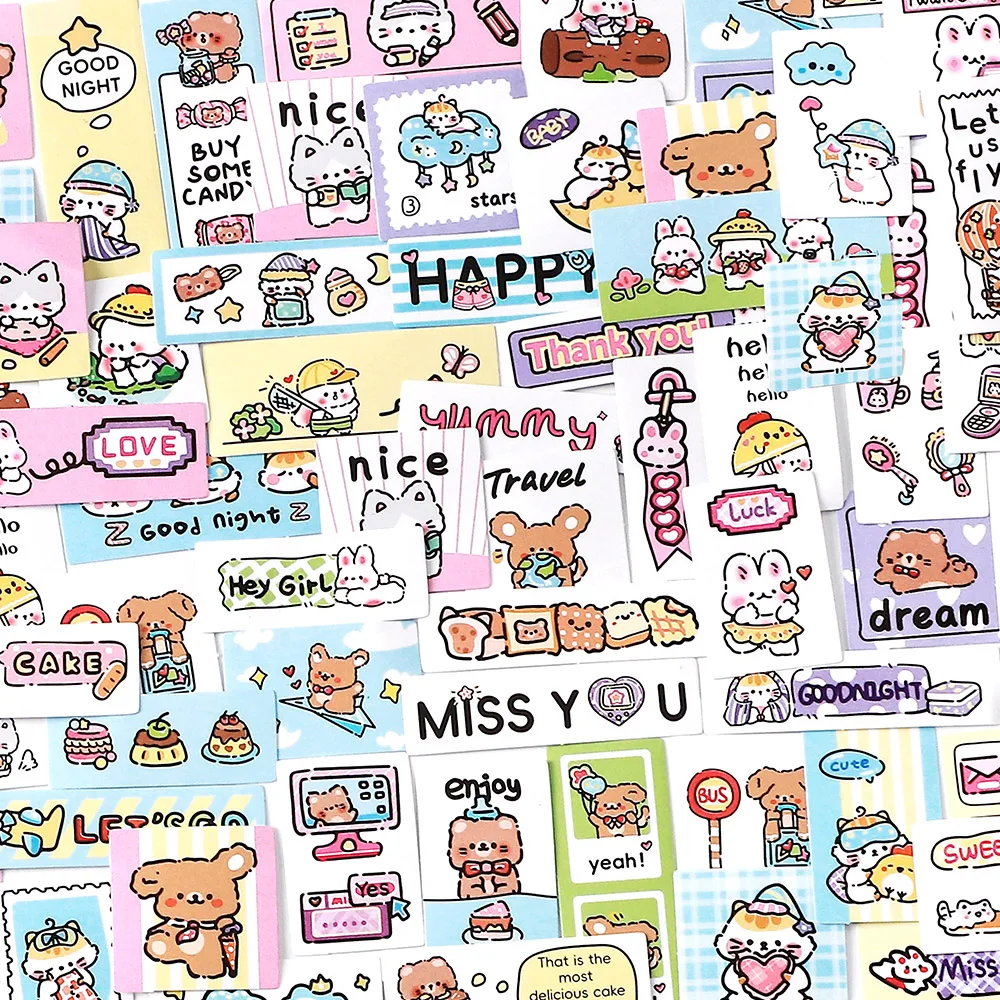 40Pcs/Set Kawaii Animal Stickers Cute Decorative Labels Aesthetic Sketchbook Notebook Collage Material Personalized Hand Account