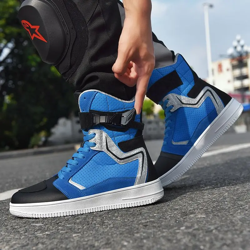 Men's Motorcycle Riding Boots Motocross Shoes Off-Road Moto Shoes Rubber Outsole Wear-Resistant Anti Slip Ventilated Breathable