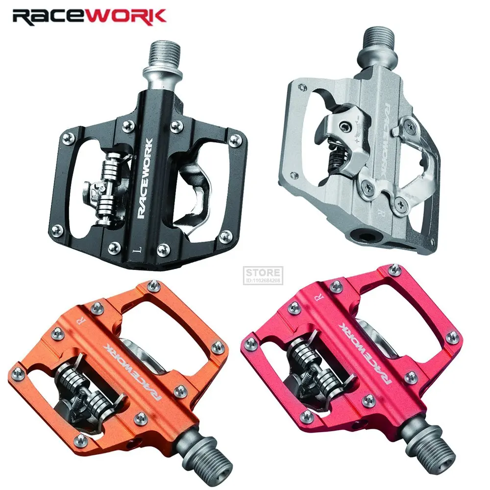 

RACEWORK MTB bicycle pedal self-locking flat dual-purpose CNC aluminum alloy DU bearing SPD cycling