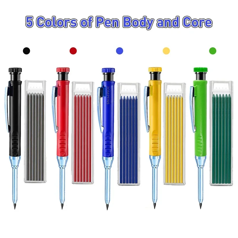 Carpenter Pencil 5 Colors 40mm Long Head For Woodworking Construction
