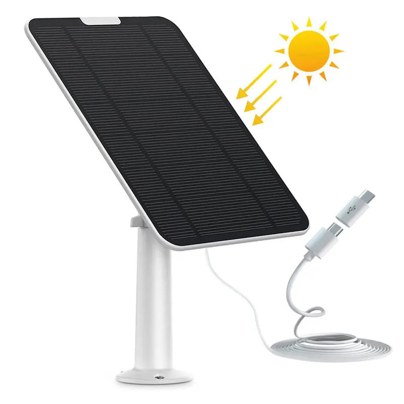 Caricabatterie Per Pannello Solare Con Porta Micro Usb E Type-C Continua A Caricare Adatto Per Eufycam 2C/2C Pro/2/2 Pro/E20/E40/E Ecc.