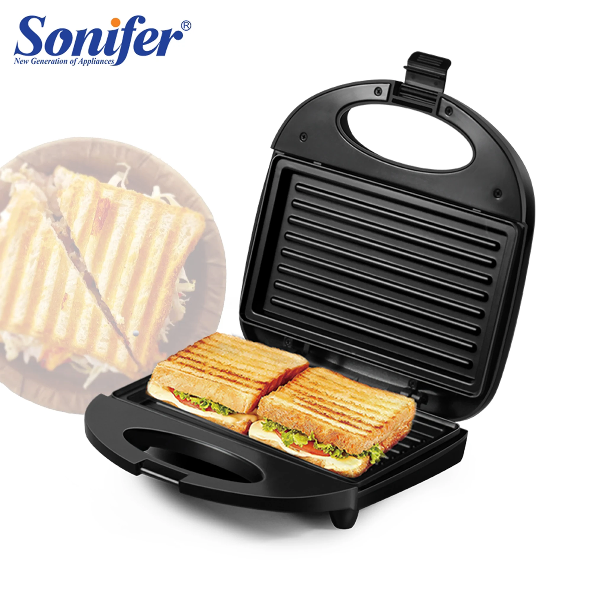 Electric Waffle Maker Panini 750W Sandwich Maker Cooking Kitchen Appliances Breakfast Waffles Machine Non-stick Iron Pan Sonifer Sandwich Maker