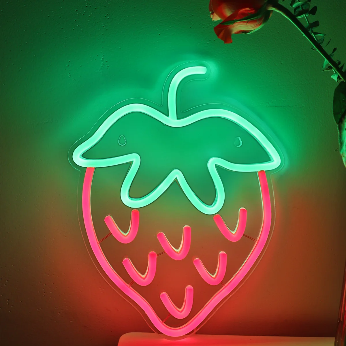 1pc Strawberry Wall LED Neon Sign Light For Wall Party Kitchen Room Decoration 11.61''*8.66'' 1pcs plastic wall hole duct cover shower faucet angle valve pipe plug decoration cover snap on plate kitchen faucet accessories