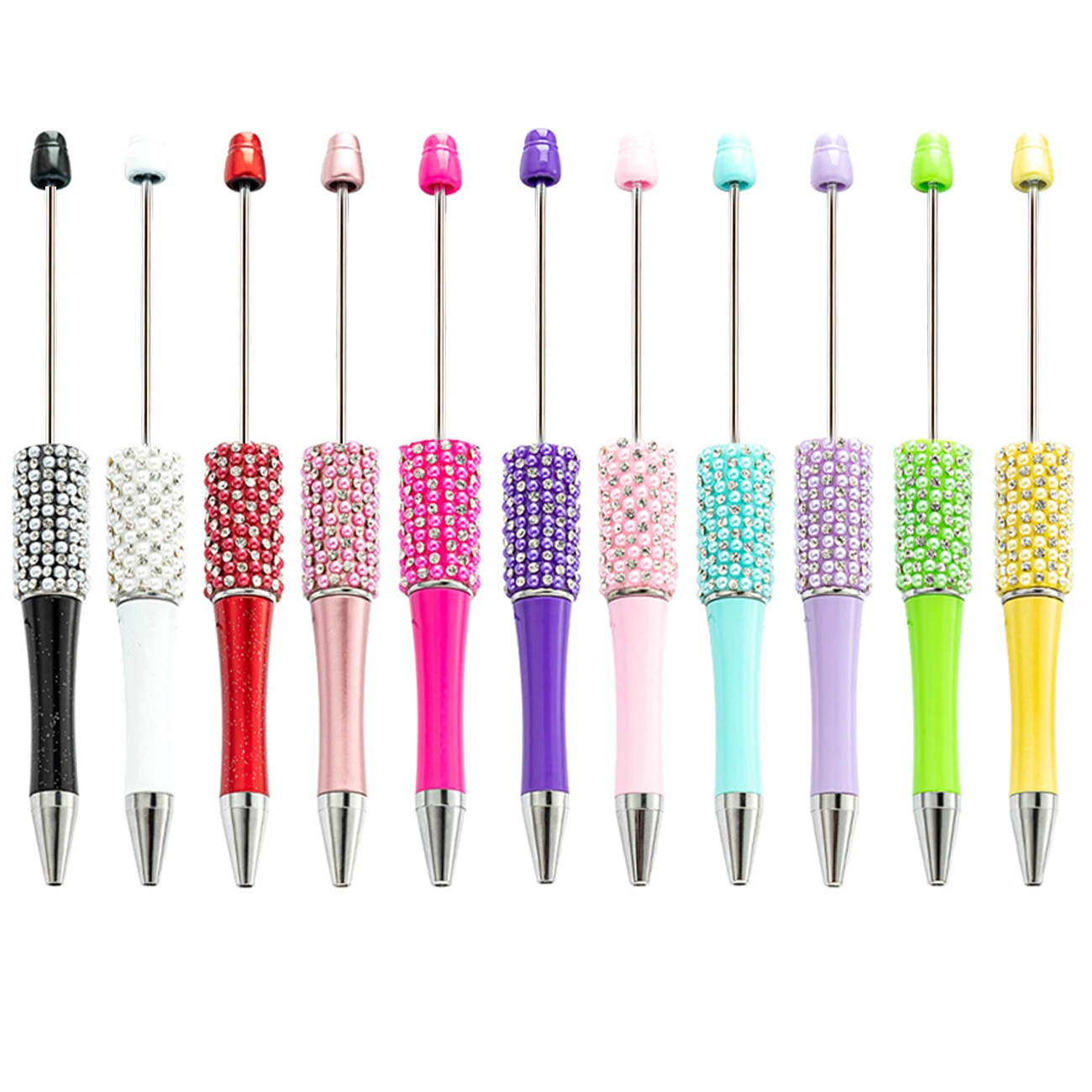 55pcs Diamond Bead Pen Wholesale Creative DIY Handmade Sticker Set Diamond Beaded Ballpoint Pens Advertising Gift Pen 5d diy diamond painting animal full square diamond embroidery sale rhinestone picture diamond mosaic gift drop ship gift 6rp010