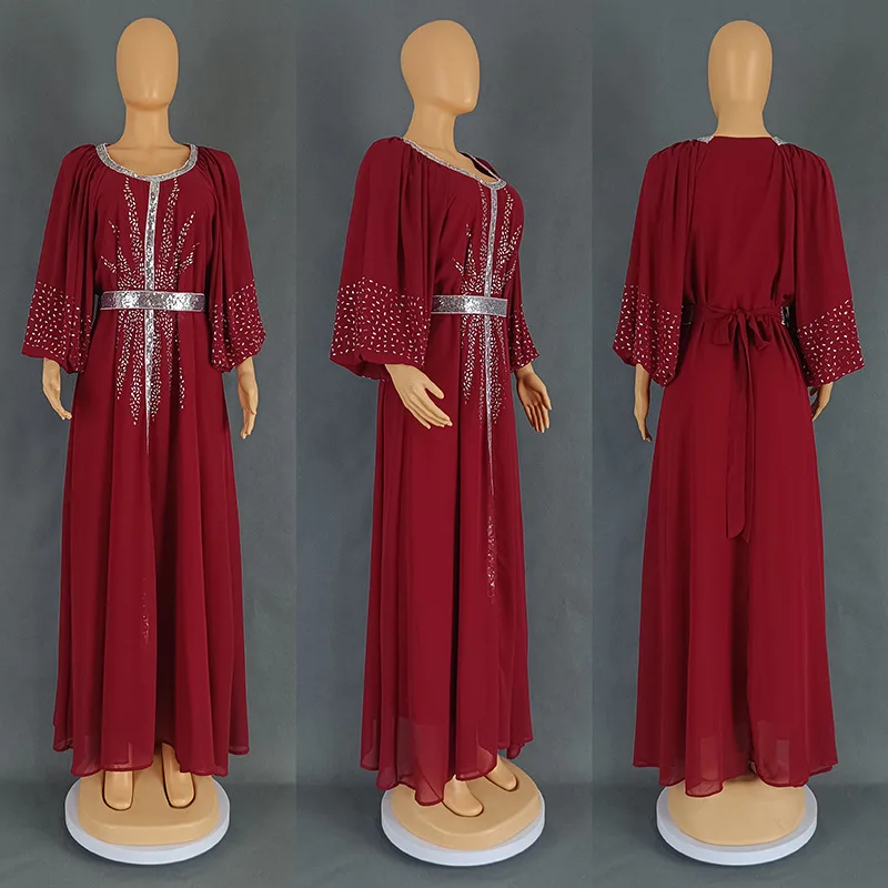 س الرقبة البوليستر فستان طويل طويل للنساء ، فساتين...