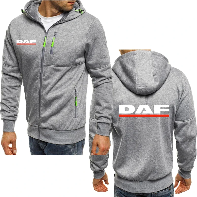 Spring Autumn men's hoodie Sweatshirt Truck DAF printed men's jacket High quality fleece cotton men's zipper hoodie cardigan