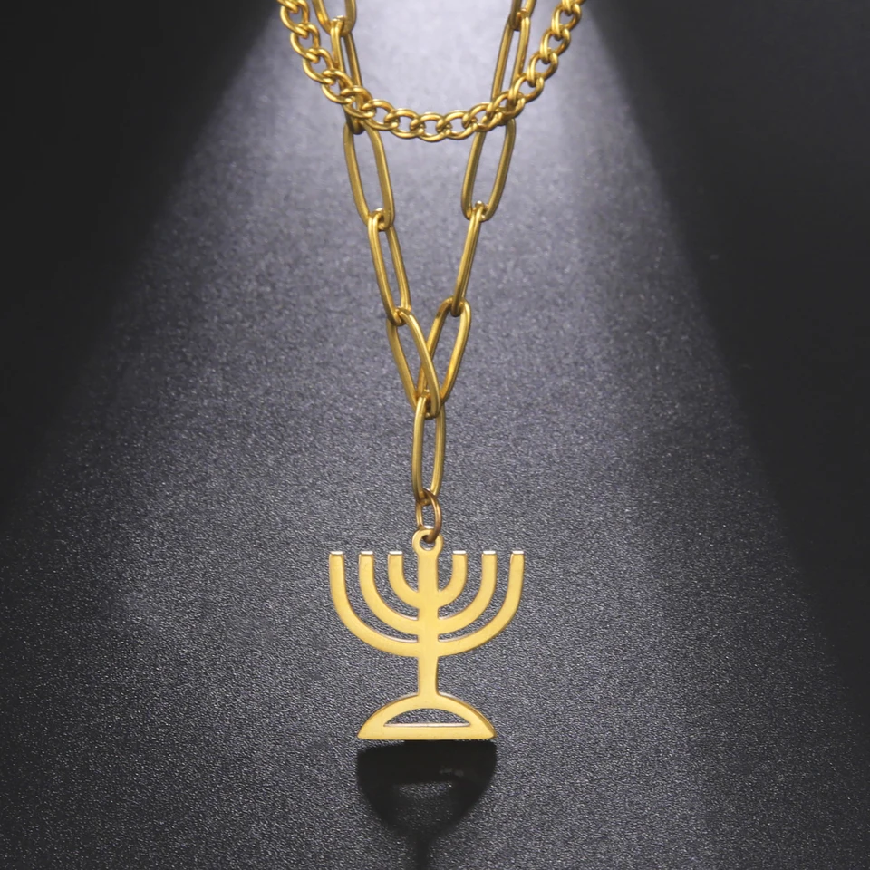 Collier Rouge Menorah Avec Pendentif - Bijoux Kabbale Judaïque - Neuf Avec étiquettes
