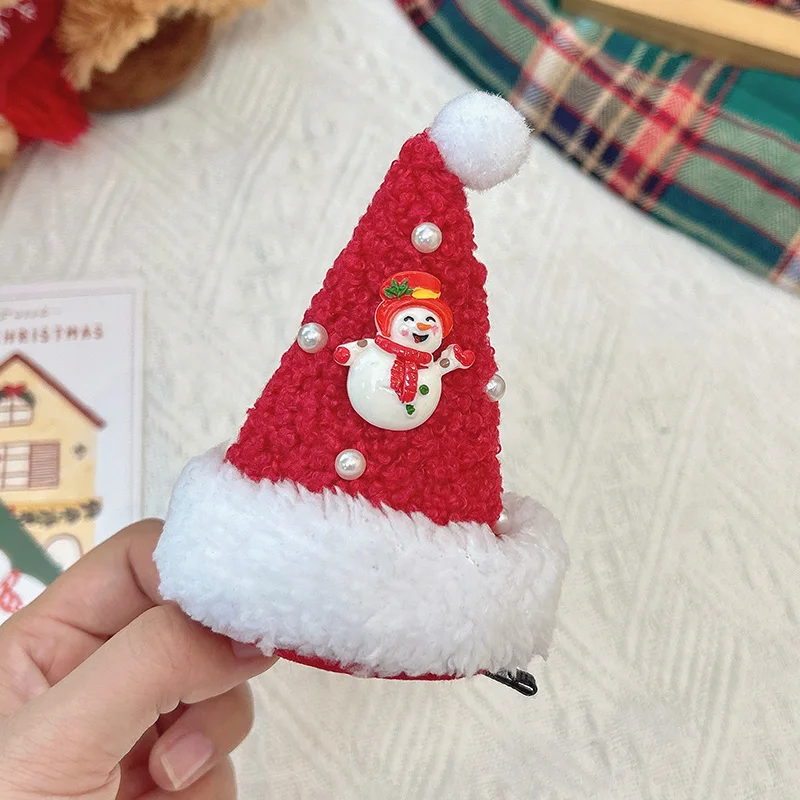 Snowman hat duckbill clip