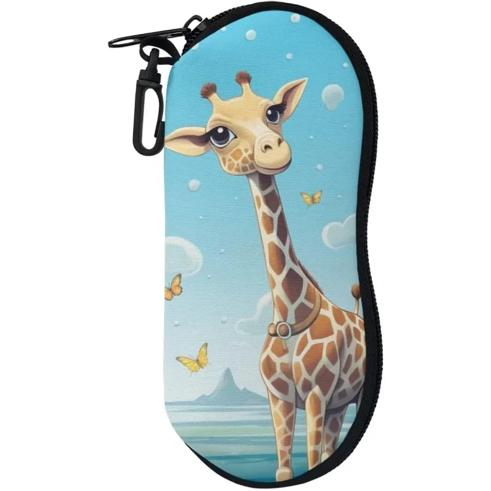 

Butterfly Giraffe Glasses Case Pouch Prints Zipper Soft Eyewear Storage Box Outdoor Travel Portable Anti-Pressure Sunglasses Bag