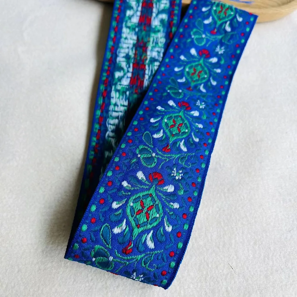 4 Yards/lot wide 5 cm Woven Jacquard Ribbon Cotton Polyester ethnic style For Clothing Straps accessory LS-800