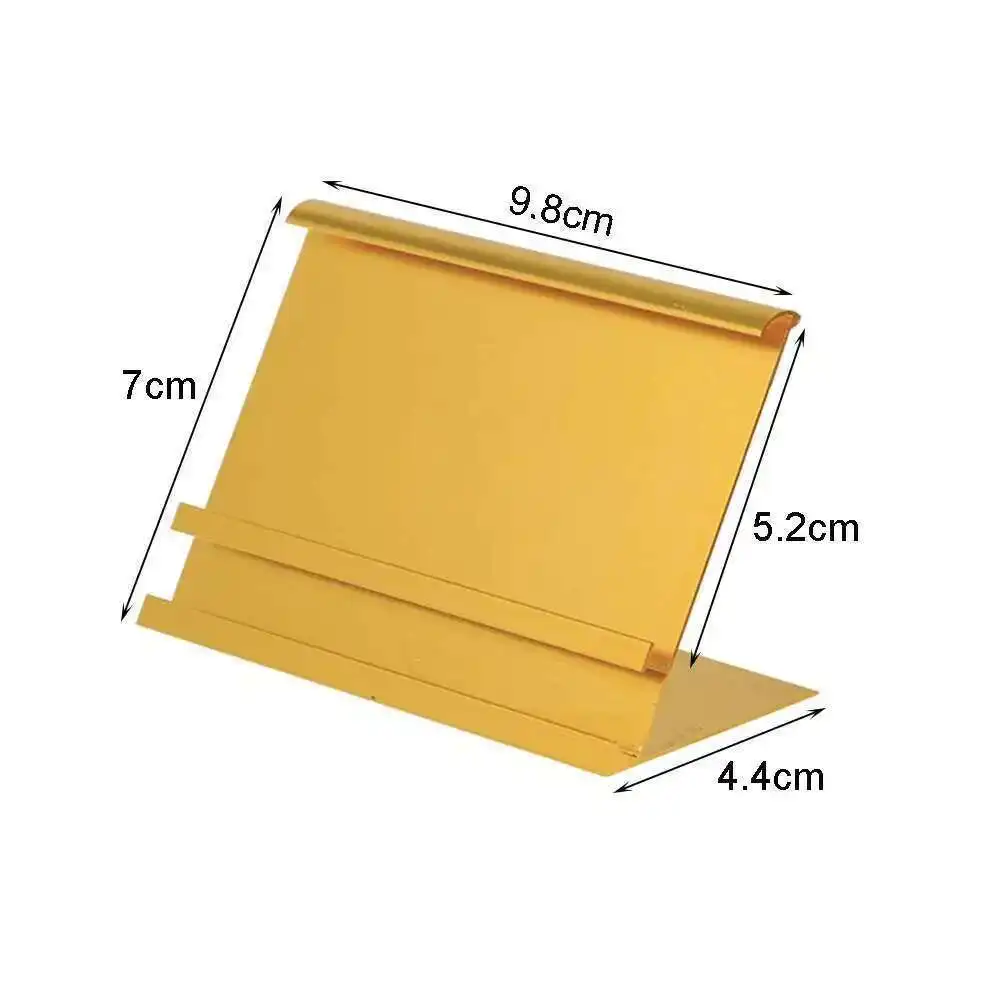 Gold Metal Label Holder Stand Desk Sign Frame Price Tag Name Card Display Rack Jewelry Watch Price Number Cubes Shelf Talker