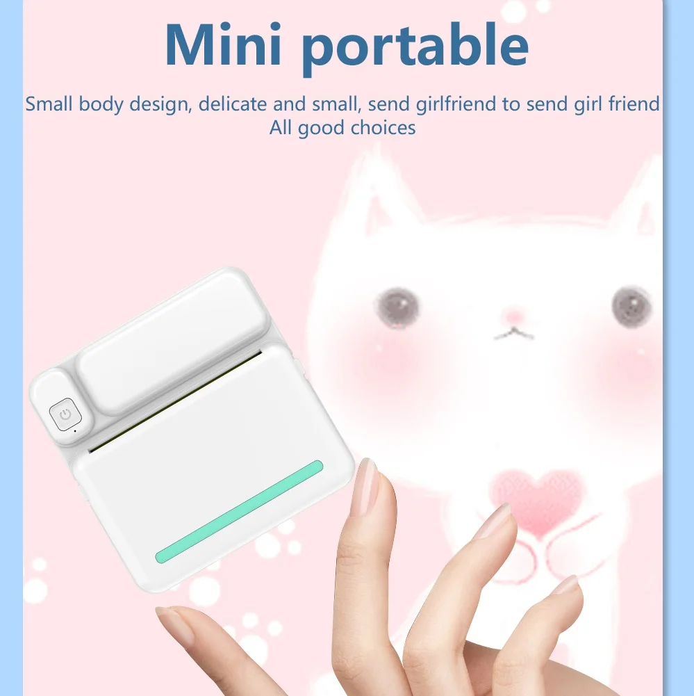 Mini HD Portable Label Printer Wirelessly Photo Label Memo Wrong Question Printing Wireless Thermal Sticker Label Printer 5