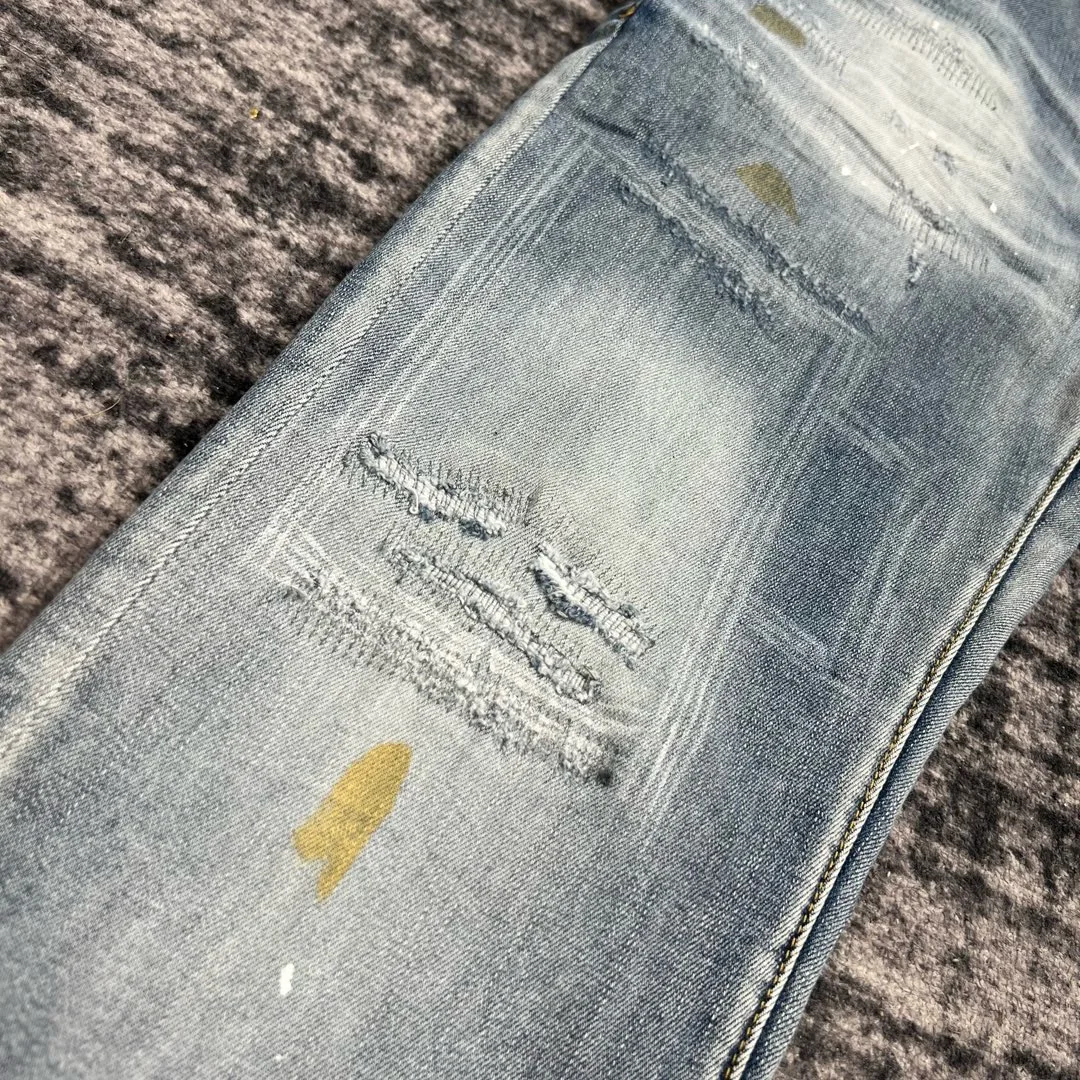 men scratch distressed slim fit blue jeans 3