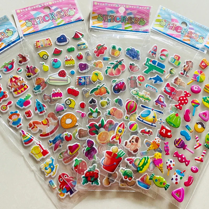 6Sheets Kids 3D Puffy Bulk Cartoon Waterproof Stickers Girls Boys Birthday  Gifts Scrapbooking Teachers Reward Sticker DIY Toys - AliExpress