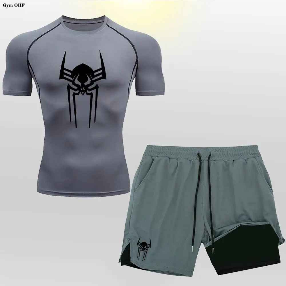 2099 Compression Shirt Man Spider Fitness Gym 2 in 1 Shorts Workout Rashguard Jiu Jitsu Running Joggers Training Clothes Set Men 3