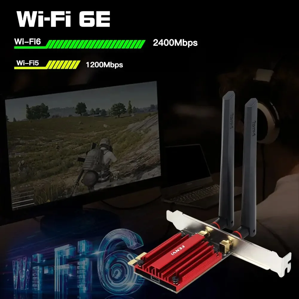 WiFi 6E 5400Mbps Tri Band 2.4G/5G/6Ghz Wireless PCIE Adapter Compatible Bluetooth 5.2 Network WiFi Card For PC Win 10/11 MT7921